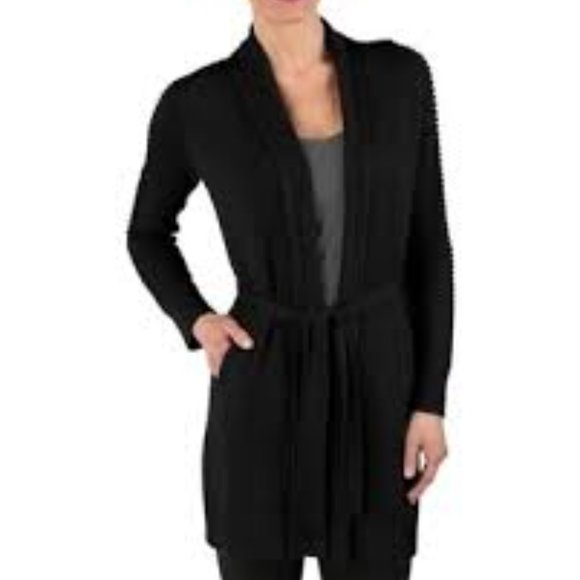 Soybu Sweaters - Soybu Black Yoga Workout Tie Waist Belt Cadigan